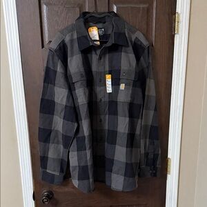 Carhartt Charcoal and Black Checkered Shirt